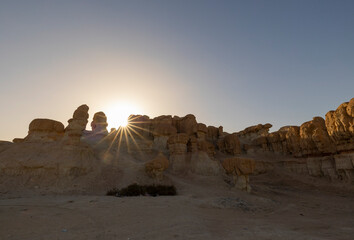 Sunset views of Al Qarah hills in the oasis town of Al Hasa, Saudi Arabia