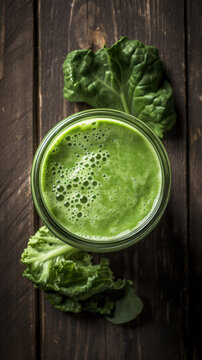 Fresh Green Cabbage Smoothie on a Rustic Table