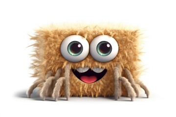 Fototapeta premium A spider sponge with a big smile is on a white background Generative AI 