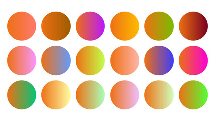 Colorful Orange Color Shade Linear Gradient Palette Swatches Web Kit Circles Template Set