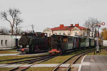 Steam locomotive at the railway station.