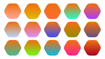 Colorful Orange Color Shade Linear Gradient Palette Swatches Web Kit Rounded Hexagons Template Set