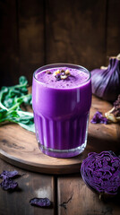 Obraz na płótnie Canvas A Fresh Purple Cabbage Smoothie on a Rustic Table