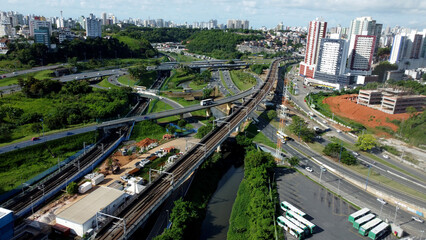 salvador, bahia, brazil - may 17, 2023: aerial view of the region of Rotula do Abacaxi in the city...