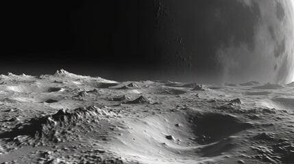 The surface of the moon, the lunar landscape. Generative AI - obrazy, fototapety, plakaty