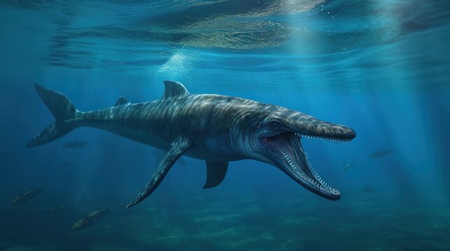An aquatic dinosaur that lived between 70 and 66 million years ago. Generative AI