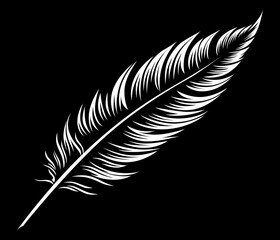 Feather illustration on black background. Generative AI 
