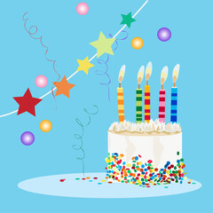 Birthday card in a flat style