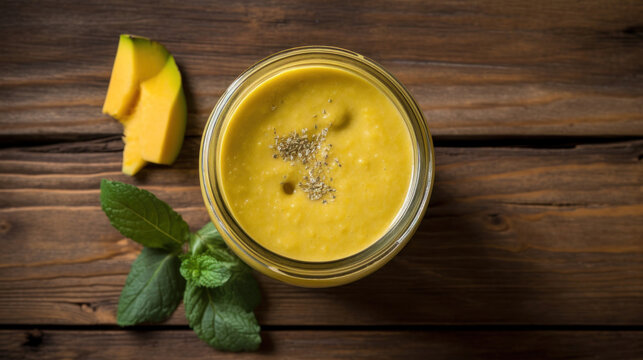 Fresh Squash Smoothie on a Rustic Table