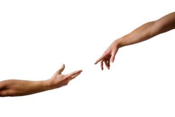 Hands of man and woman on a transparent background