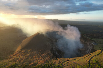 CO2 gas coming from volcano crater