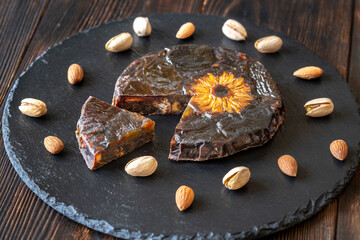 Pressed fruit and nut cake