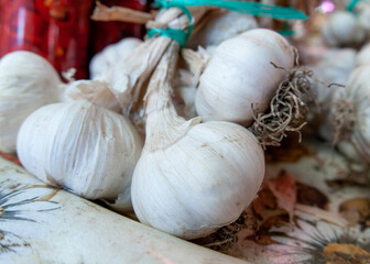 Garlic on the market stall