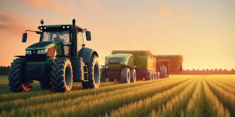 Obraz premium Futuristic and ai controlled agriculture, generative AI