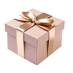 Pink gift box with golden shiny ribbon