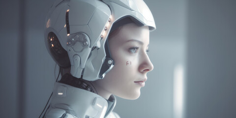 Cyborg woman, generative AI