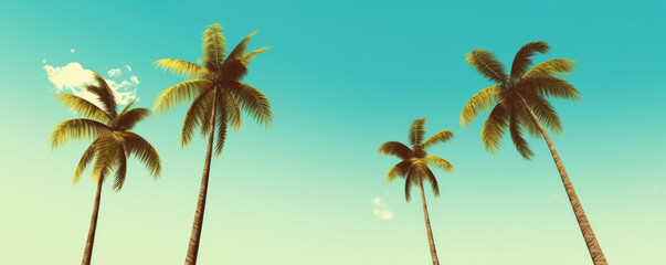 Fototapeta na wymiar Palm trees in summer, clean background, illustration, generative AI