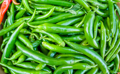Peppers on the market stall