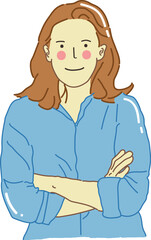 cute woman standing pose with folded arm or hand