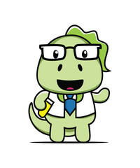 Cute Dinosaur Teacher Teaching Cartoon