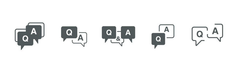 FAQ,Questions and Answers icon Flat Icon Solid style.Q and A speech outline sign.Different style icons set.Vector minimal trendy thin line Vector illustration. - obrazy, fototapety, plakaty
