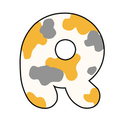 English alphabets with calico cat fur color 
