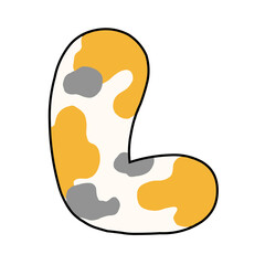 English alphabets with calico cat fur color 