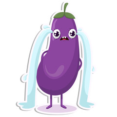 Vector illustration of eggplant character sticker