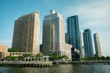 Fototapeta na wymiar Modern buildings on the waterfront in Long Island City, Queens, New York