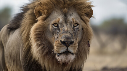 Naklejka na ściany i meble Strong Intimidating Male Lion