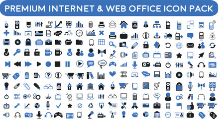 sset of icons | premium Internet Computer and Web Office icon pack with addition Normal Routine flat design Media Signs with elements for mobile concepts and web signs 200 icon pack