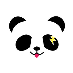 sketch of face panda cute with multi colours