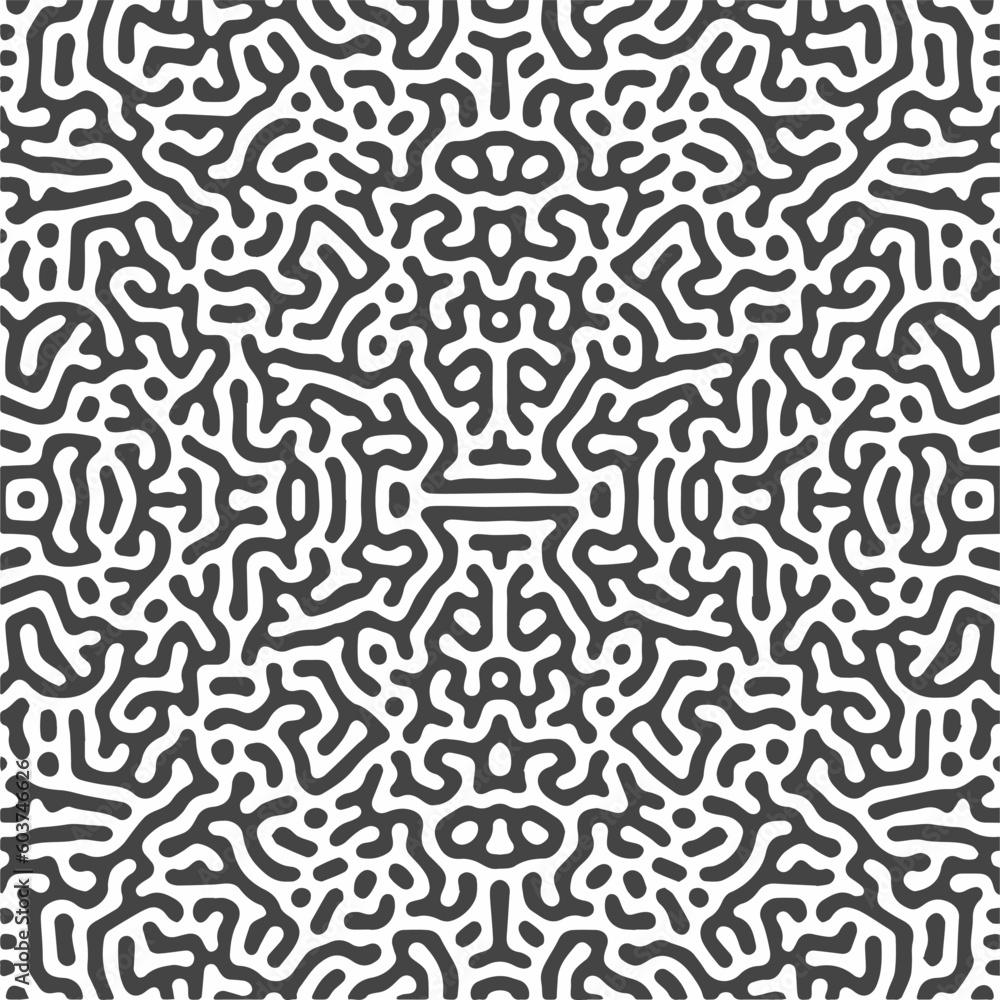 Poster monochrome reaction diffusion organic turing pattern background