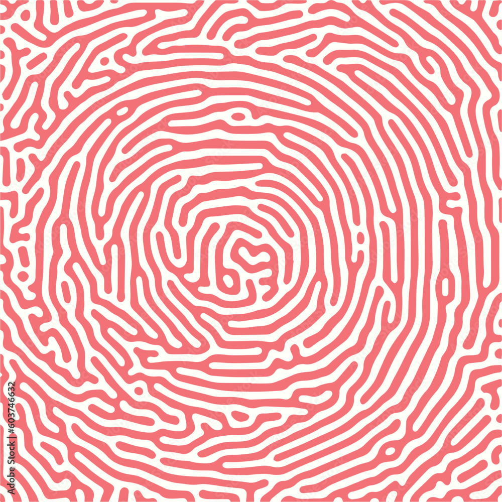 Poster monochrome reaction diffusion organic spiral circular shapes abstract turing pattern background