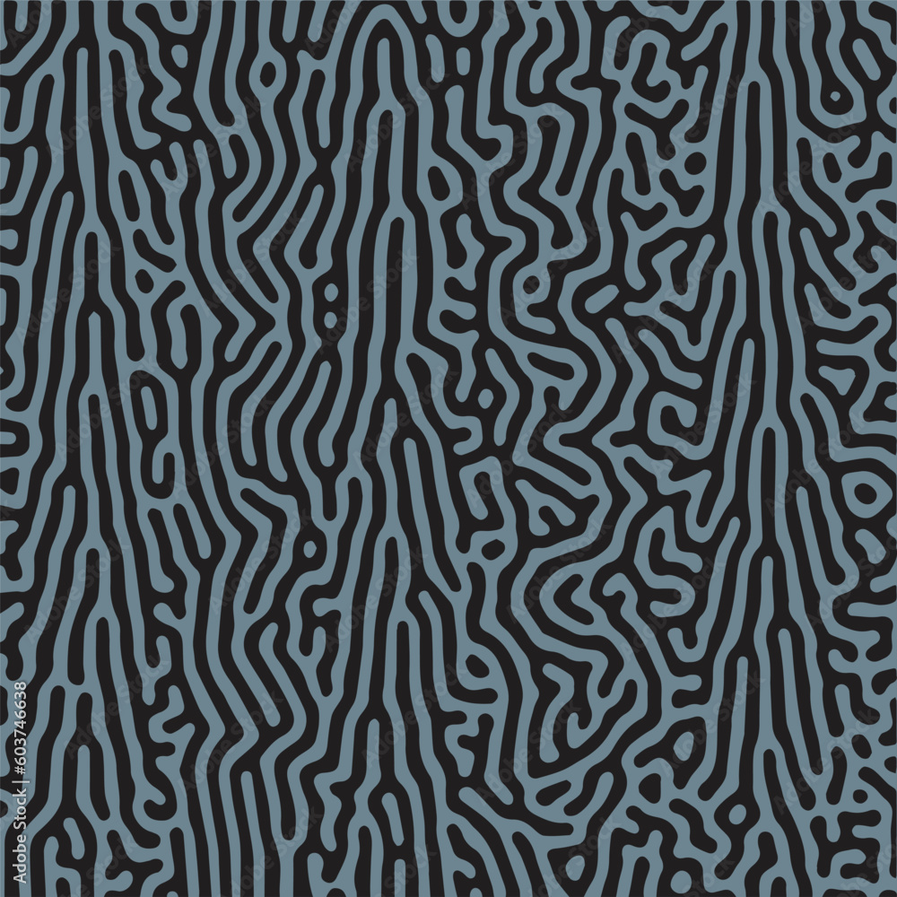 Poster monochrome reaction diffusion organic wavy line shapes abstract turing pattern background