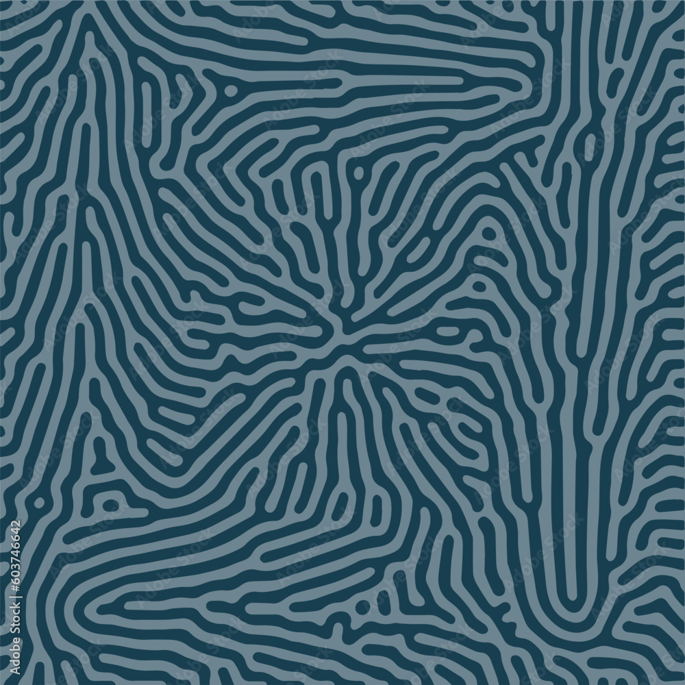 Poster monochrome reaction diffusion organic wavy line shapes abstract turing pattern background