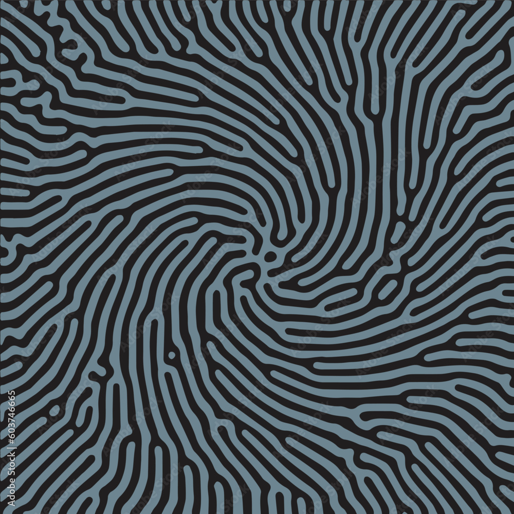 Poster monochrome reaction diffusion organic spiral circular shapes abstract turing pattern background