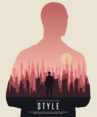 Cool style movie poster with double exposure effect