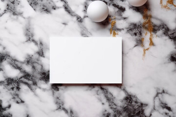 white blank paper mockup on marble background generative ai