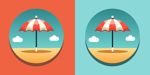 Parasol. Beach sunshade. Vector clipart isolated on white background.