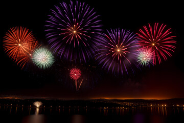 a fireworks display with multiple colors and fireworkss in the sky