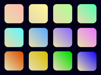 Colorful Tan Color Shade Linear Gradient Palette Swatches Web Kit Rounded Squares Template Set