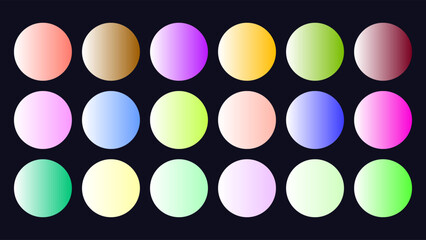 Colorful White Color Shade Linear Gradient Palette Swatches Web Kit Circles Template Set