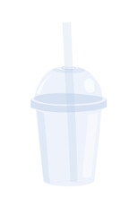 One time plastic cup vector illustration. Plastic waste. Plastic cup for milktea, fruit juice…  Flat vector in cartoon style isolated on white background.