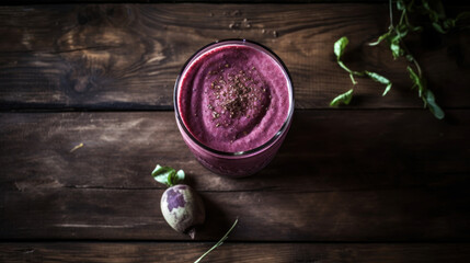 Fresh Red Onion Smoothie on a Rustic Table