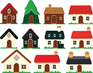 Fototapeta premium Great fantasy dwarf house village art vector