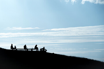 group of people on the mountain