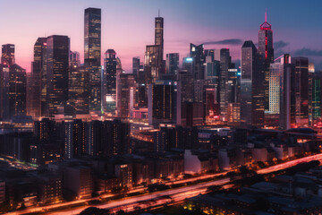 Naklejka premium futuristic city landscape generative ai