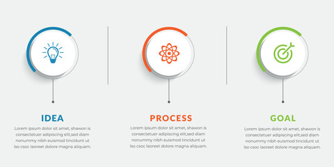 Infographic design template. Timeline concept with 3 steps with vector marketing icons. Can be used for