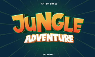 Editable jungle adventure 3d text effect vector